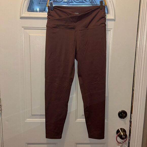 Ododos Womens Criss Cross Waist Rose Pink Size Large Leggings Active Comfy - Picture 1 of 4